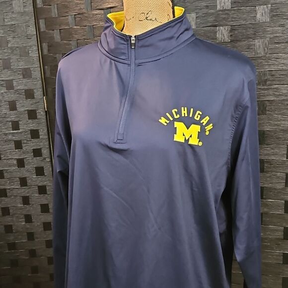 Champion Navy Blue Michigan Quarter-Zip Pullover Size Large - Picture 4 of 13